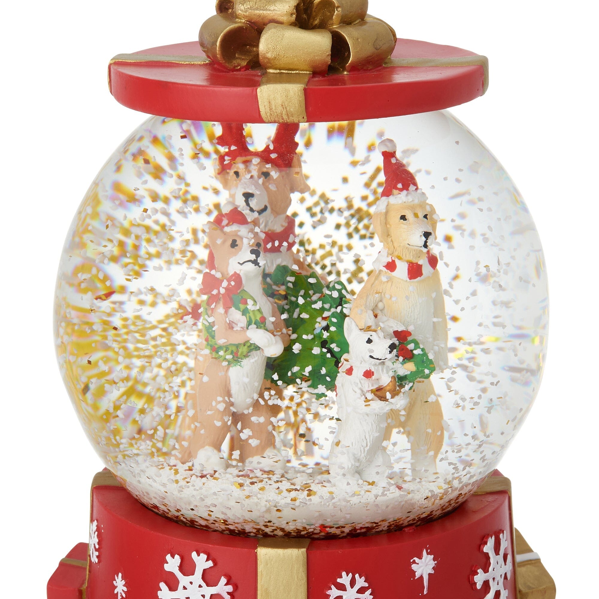 Snow Globe Dog Tree Large Red