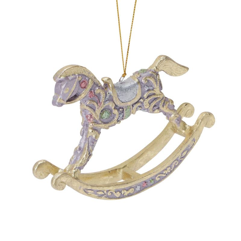 Resin Ornament Rocking Horse Purple