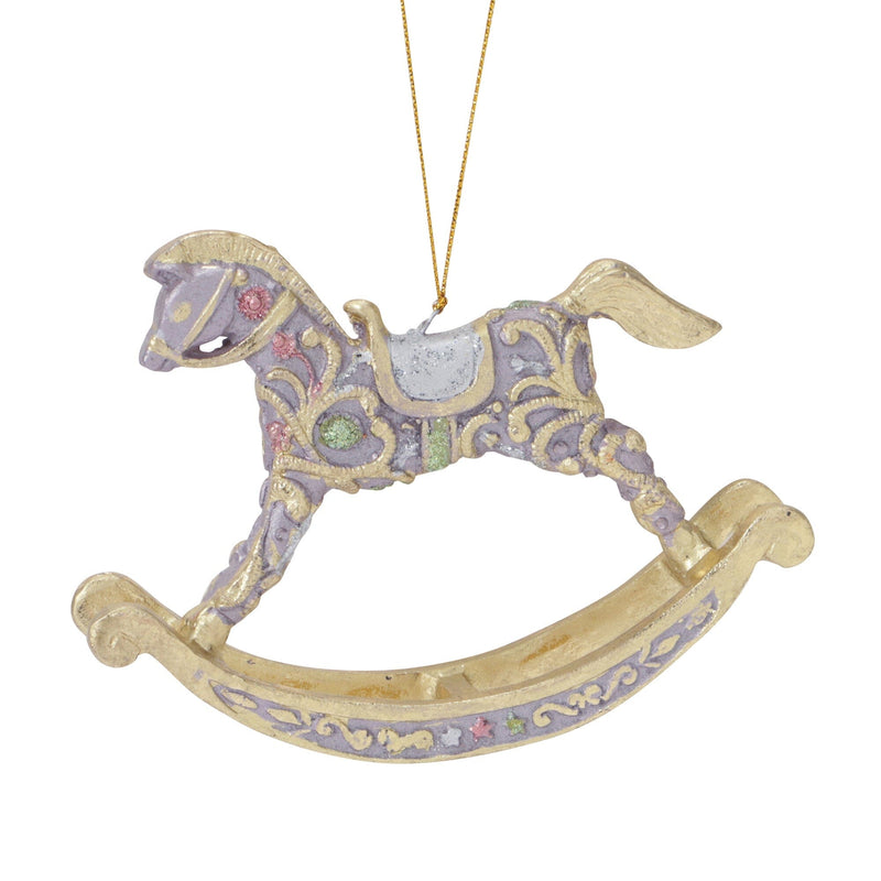 Resin Ornament Rocking Horse Purple