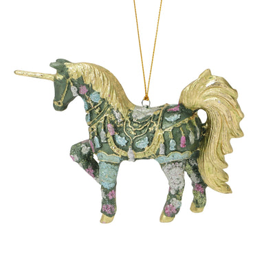 Resin Ornament Unicorn Green