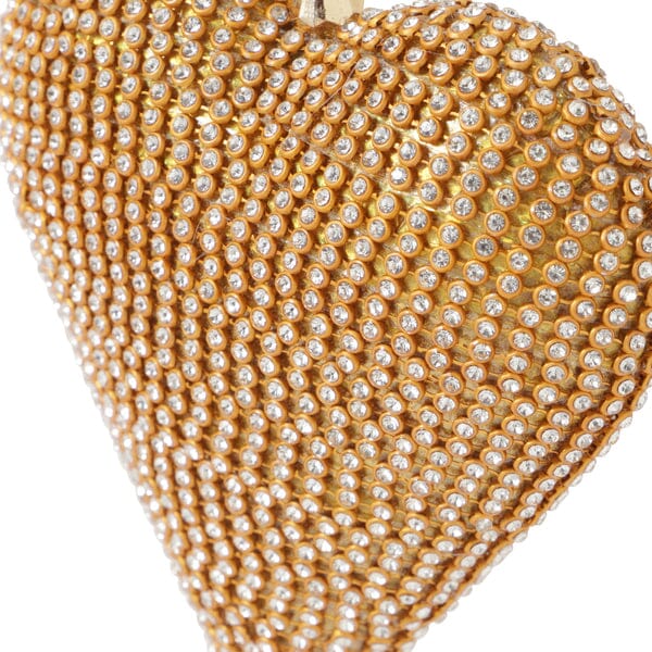 Rhinestone Ornament Heart Gold