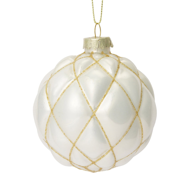 Glass Ornament Check White