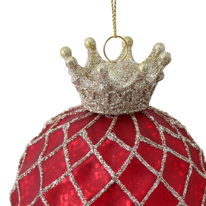 Glass Ornament Checkered Red