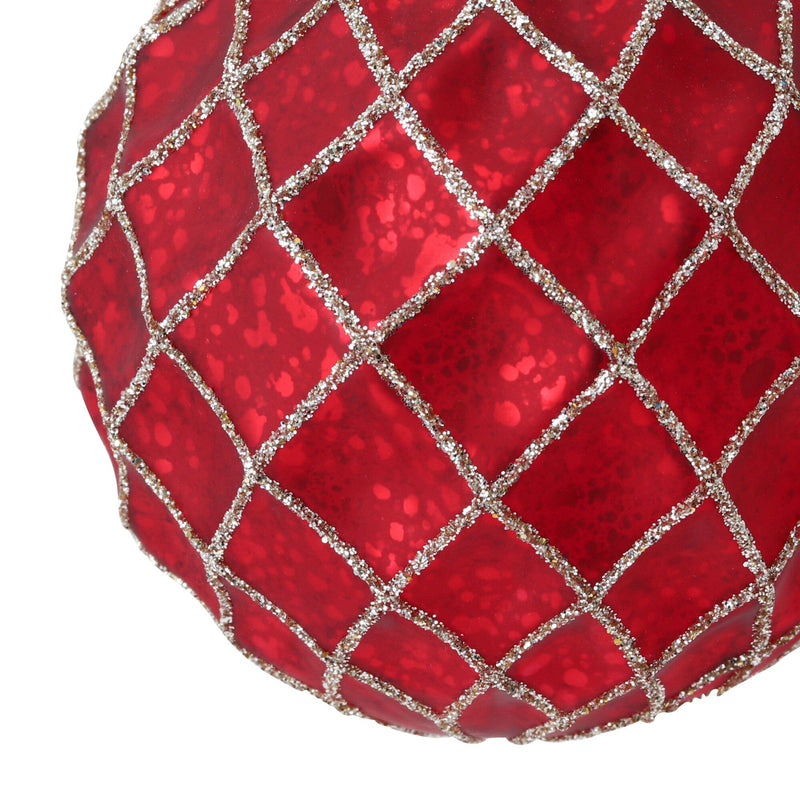 Glass Ornament Checkered Red