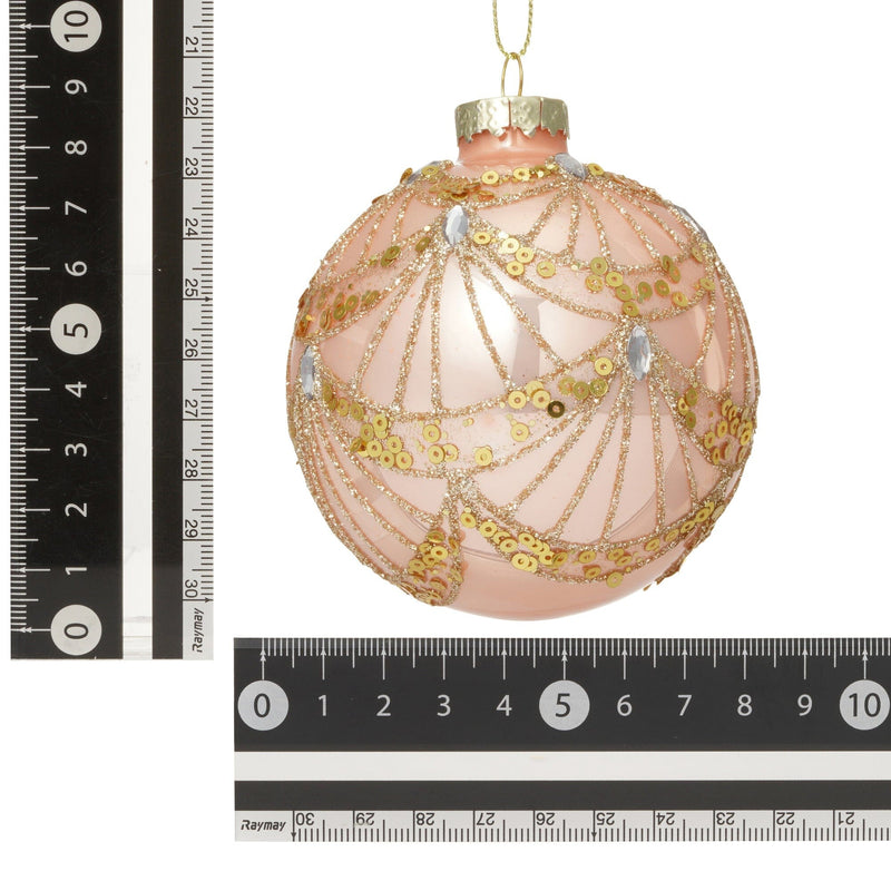 Glass Ornament Pink Line Pink