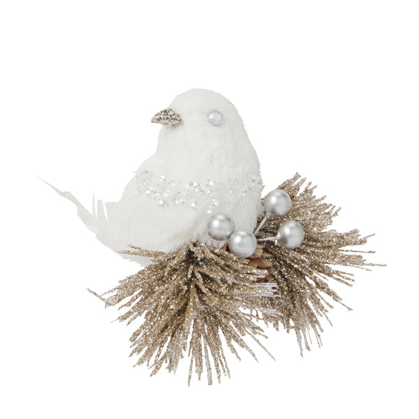 Feather Ornament Bird White