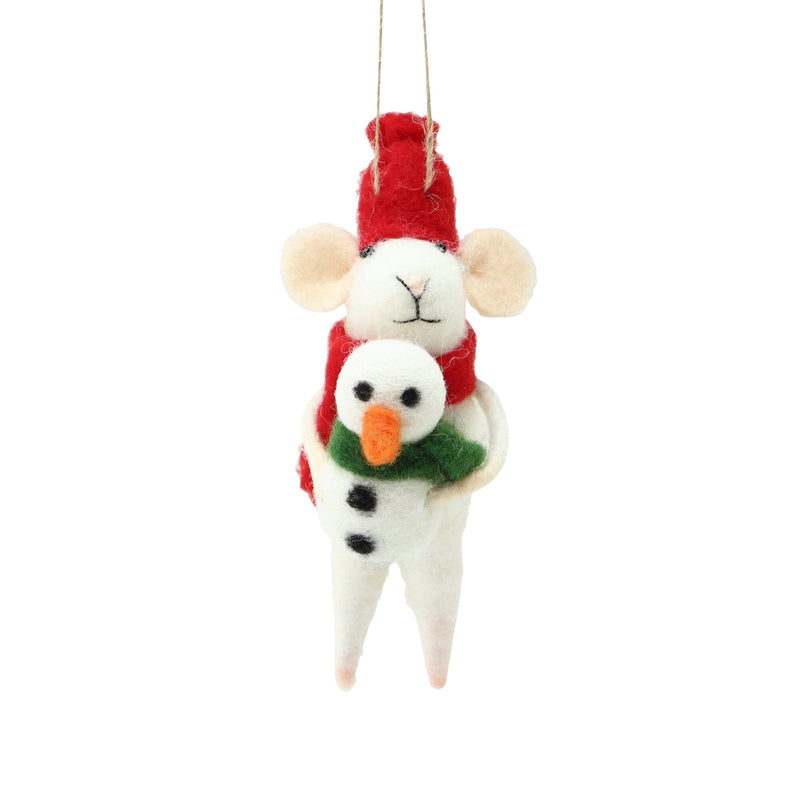 Fabric Ornament Mouse Snowman