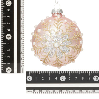 Glass Ornament Snow Pink