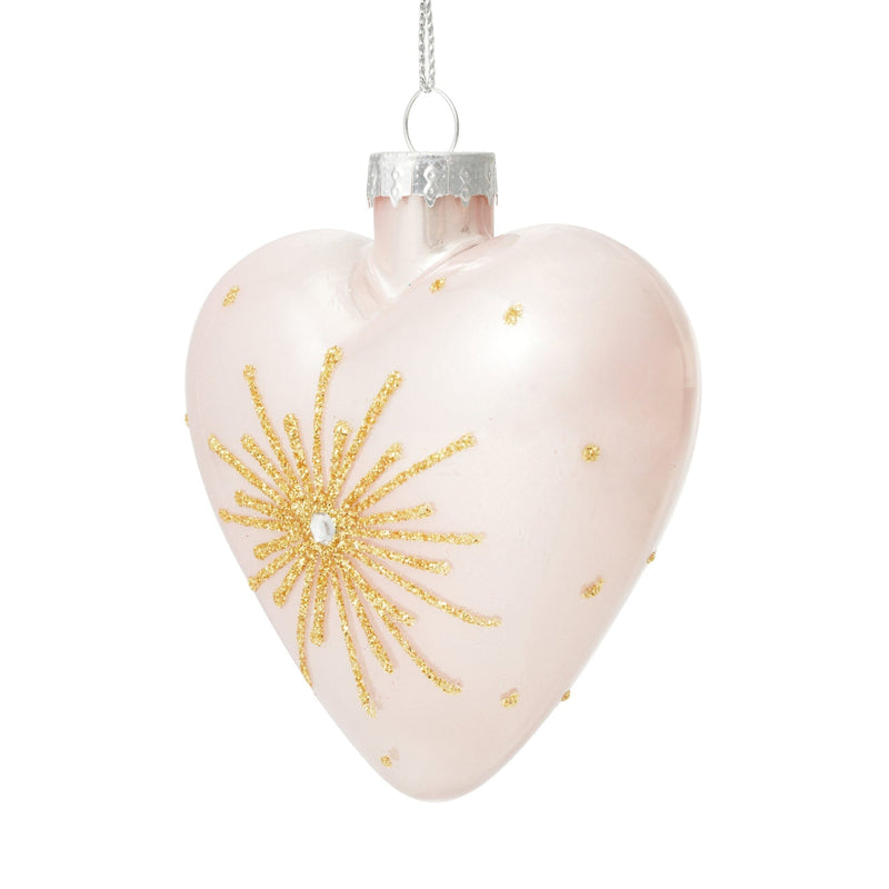 Glass Ornament Heart Pink