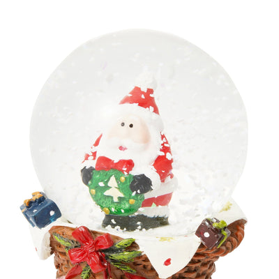 Snow Globe Santa Basket Small Red