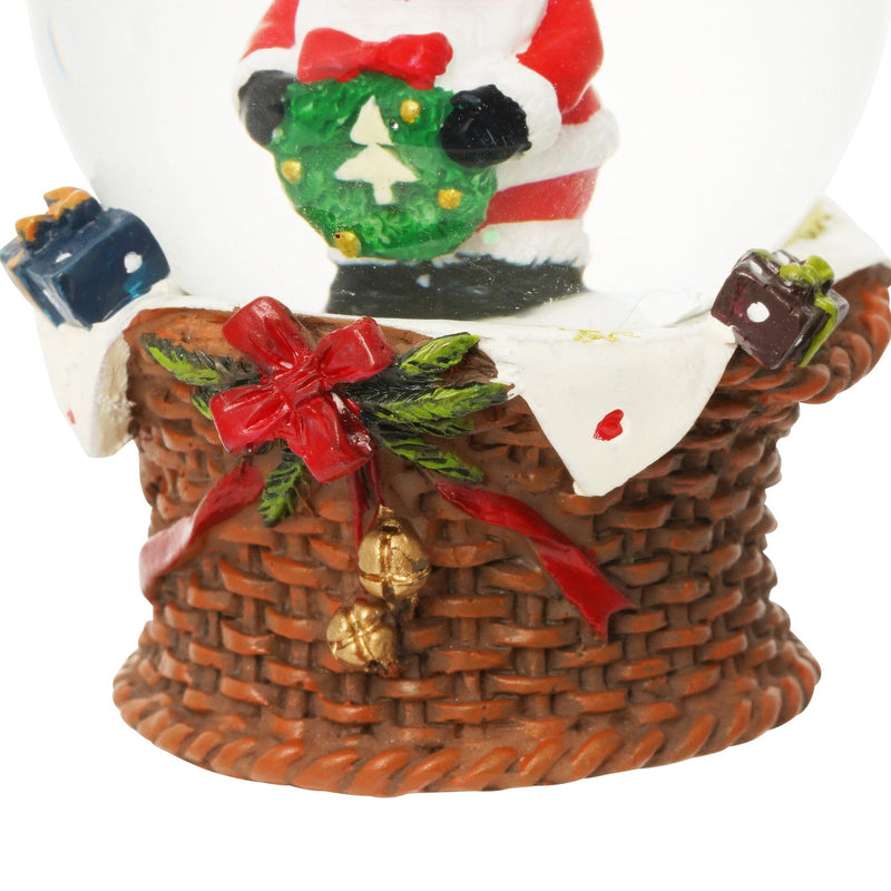 Snow Globe Santa Basket Small Red