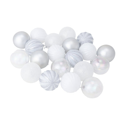 Set Ornaments 8cm 20 Pieces White