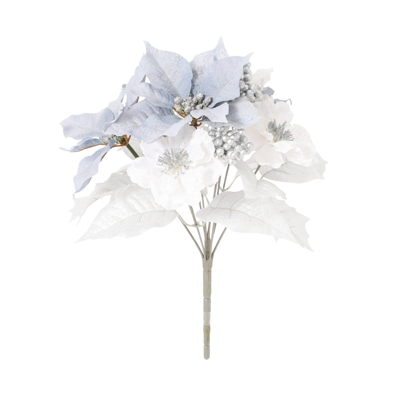 Artificial Flower Poinsettia Bush Light Blue