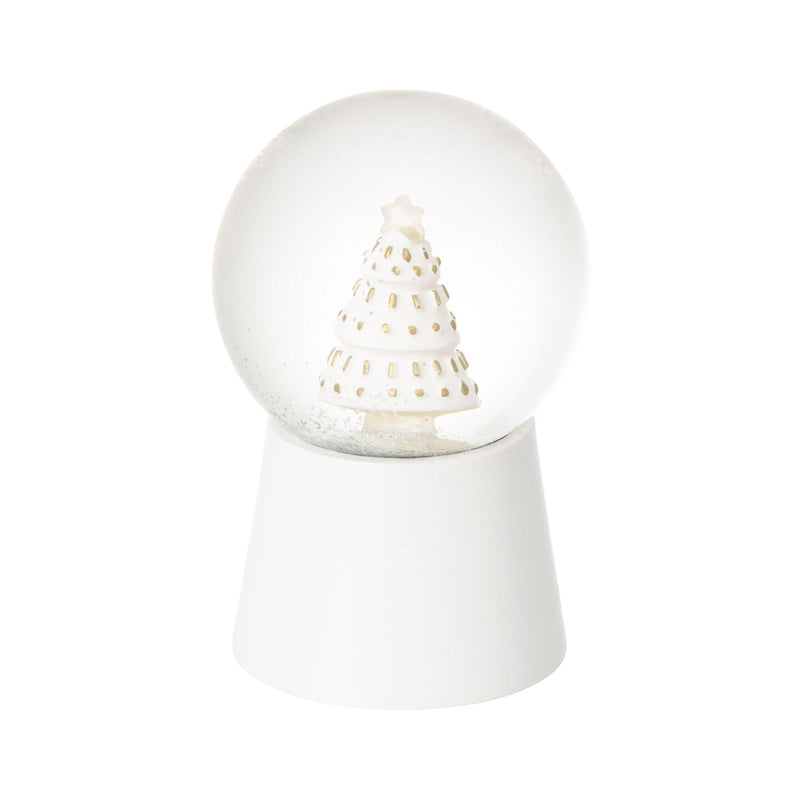 Led Snow Globe Tree Small White
