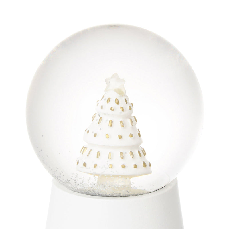 Led Snow Globe Tree Small White