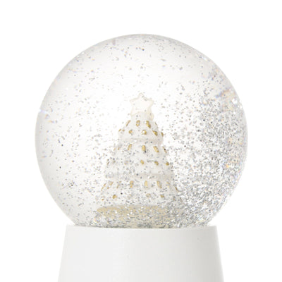 Led Snow Globe Tree Small White