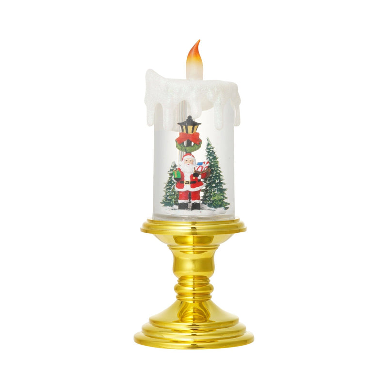 Snow Globe Candle Santa Large Gold