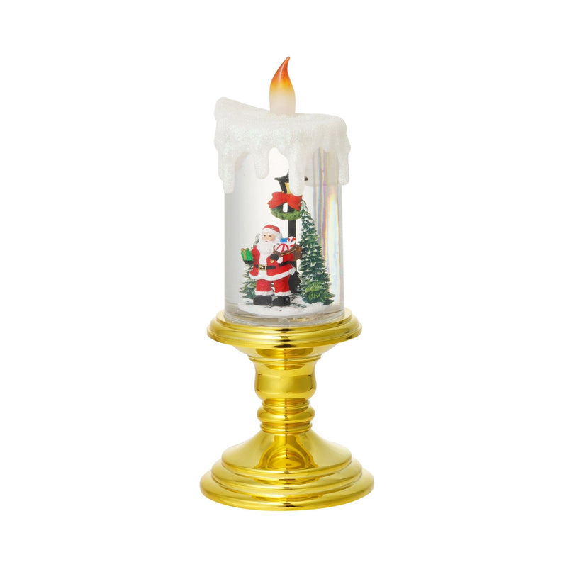 Snow Globe Candle Santa Large Gold
