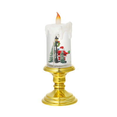 Snow Globe Candle Santa Large Gold