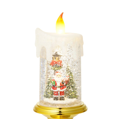 Snow Globe Candle Santa Large Gold