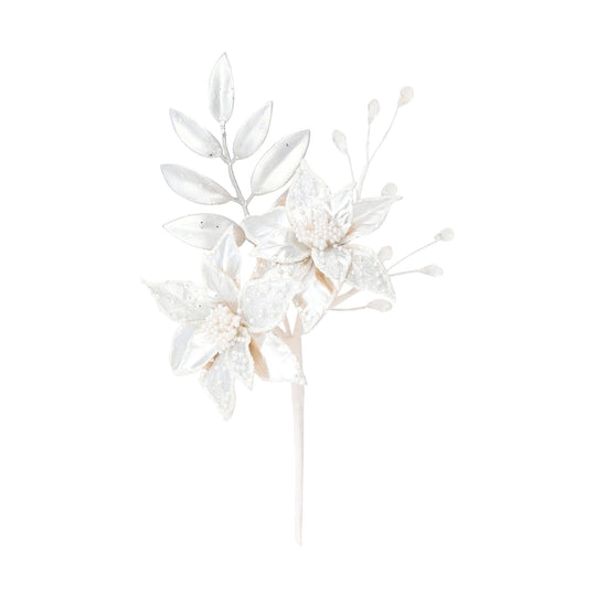 Petite Bouquet Pearl Poinsettia Silver