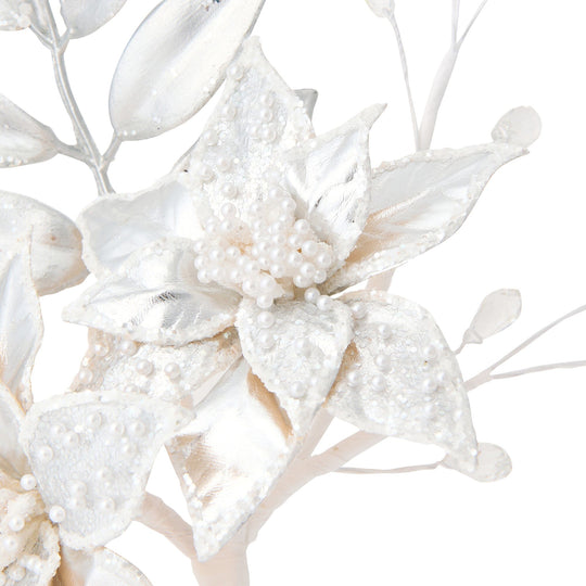 Petite Bouquet Pearl Poinsettia Silver