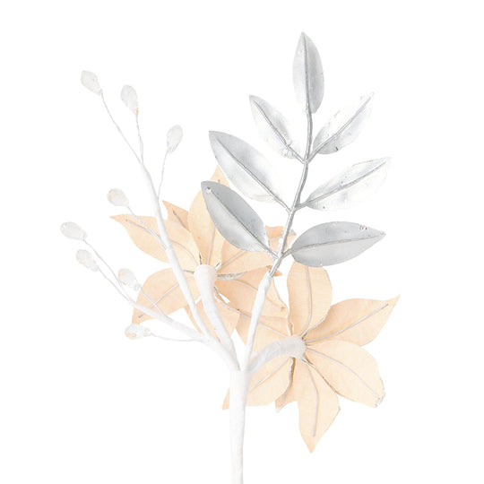 Petite Bouquet Pearl Poinsettia Silver