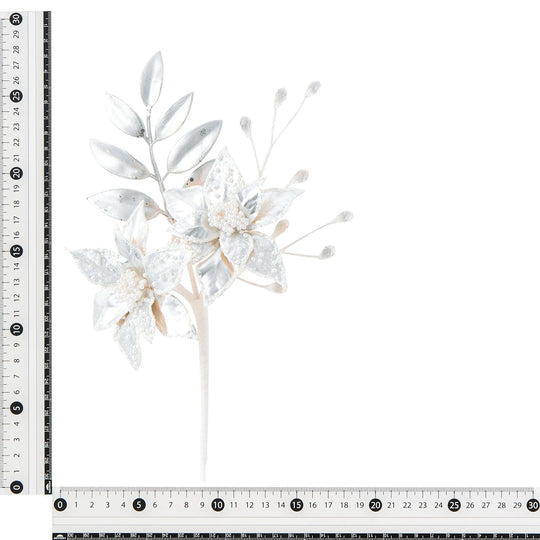Petite Bouquet Pearl Poinsettia Silver