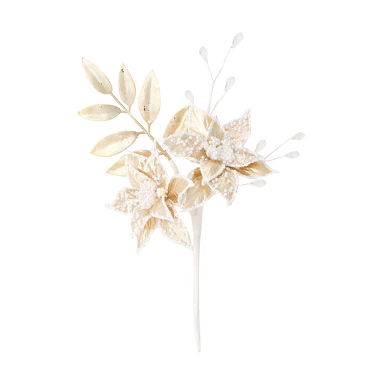 Petite Bouquet Pearl Poinsettia Gold