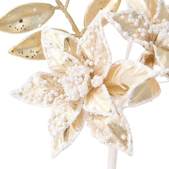 Petite Bouquet Pearl Poinsettia Gold