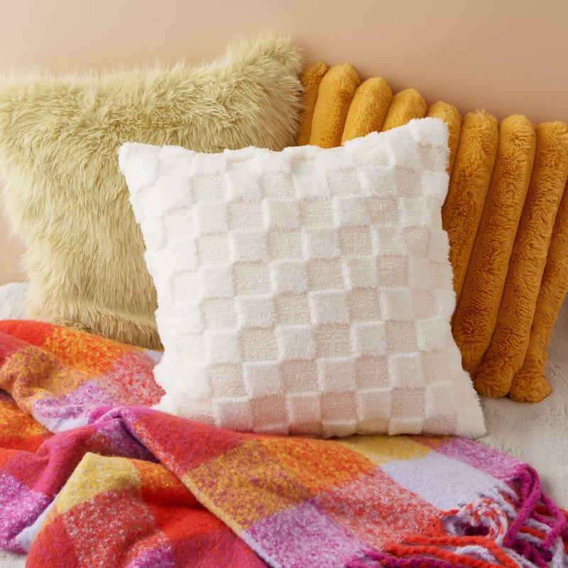 Checkerboard Cushion Cover 450 X 450 White