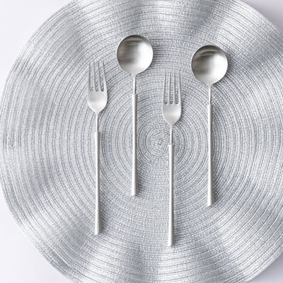 Pair Cutlery 4 Piece Dinner Set  Silver