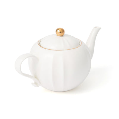 Flower Motif Teapot  White