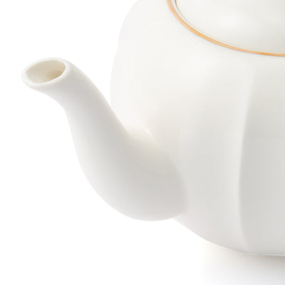 Flower Motif Teapot  White