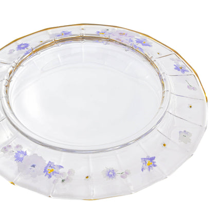 FLOWER FRILL GLASS PLATE PURPLE