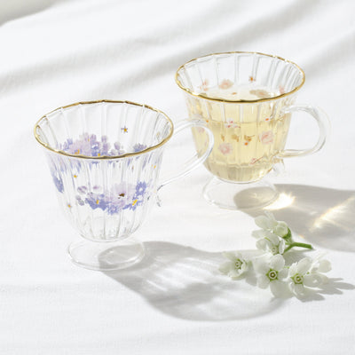 FLOWER FRILL GLASS MUG WHITE