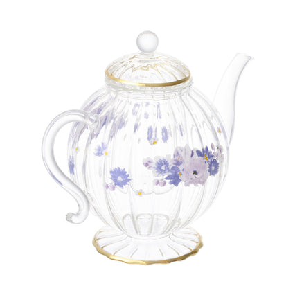 FLOWER FRILL GLASS TEAPOT PURPLE