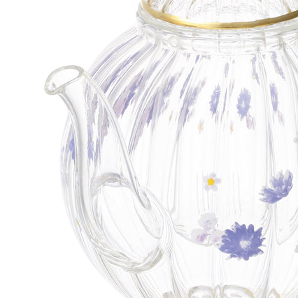 FLOWER FRILL GLASS TEAPOT PURPLE