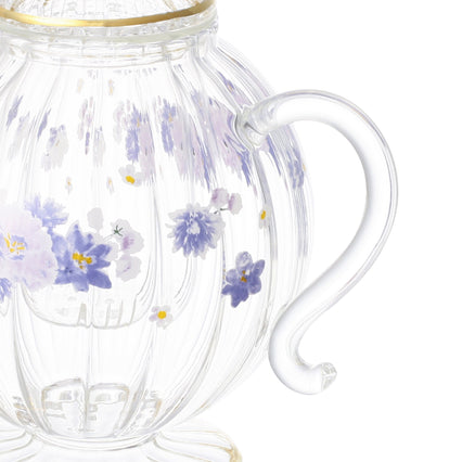 FLOWER FRILL GLASS TEAPOT PURPLE