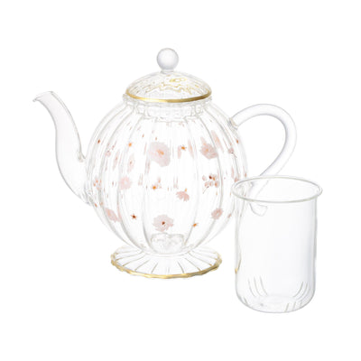 FLOWER FRILL GLASS TEAPOT WHITE