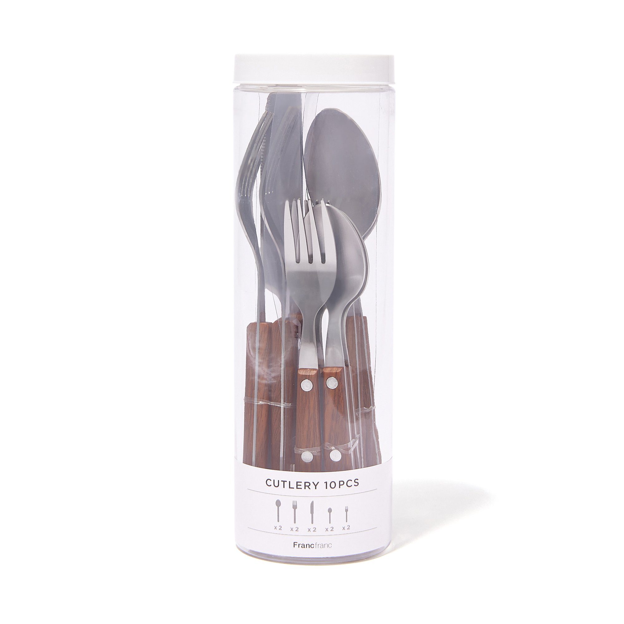 CUTLERY 10PCS WOOD PATTERN Brown