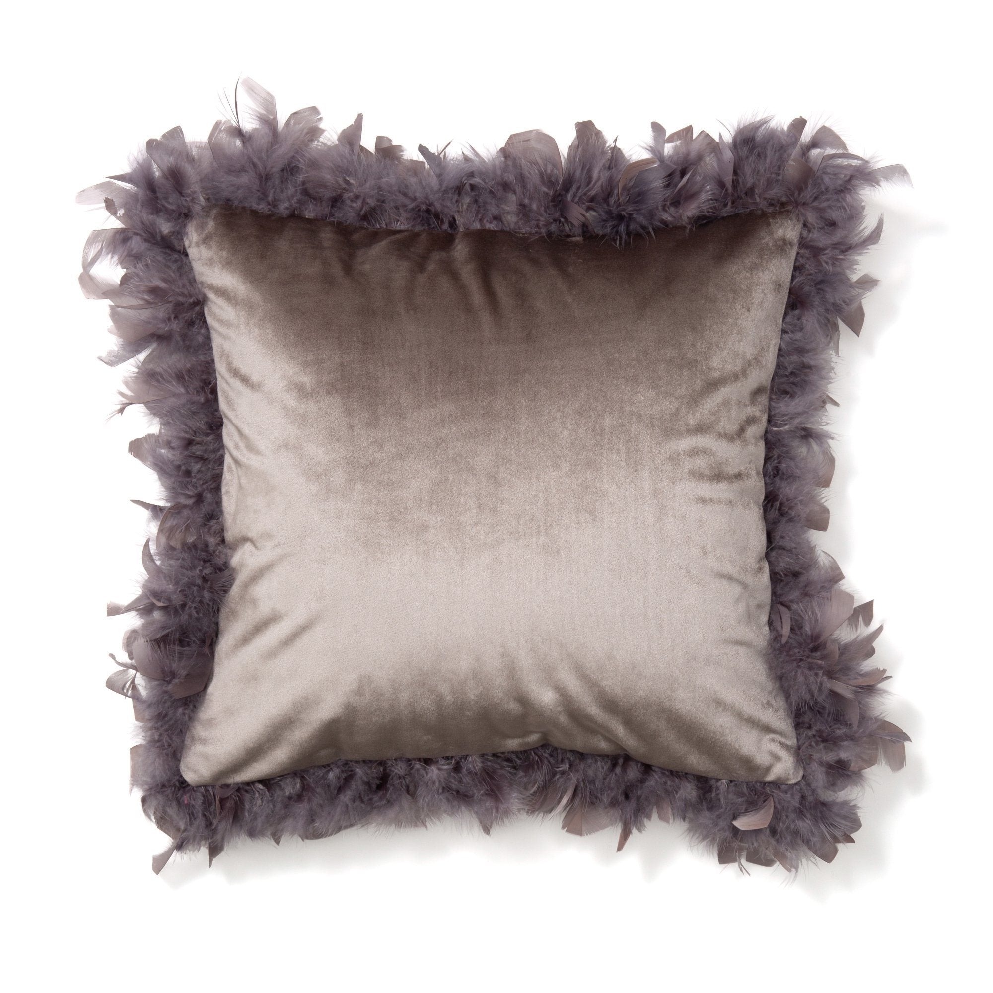 VELVET FEATHER CUSHION COVER 450 X 450 GRAY