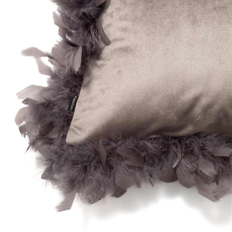 VELVET FEATHER CUSHION COVER 450 X 450 GRAY