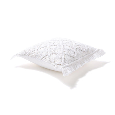 Macrame Cushion Cover 450 X 450 White