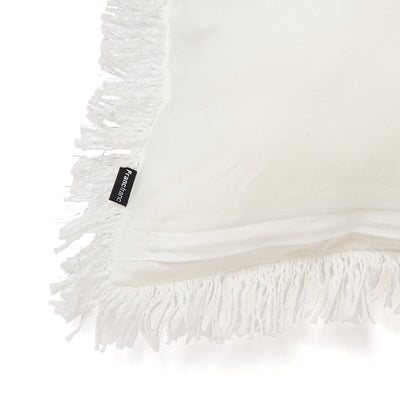 Slub Fringe Cushion Cover 450 X 450 White X Silver