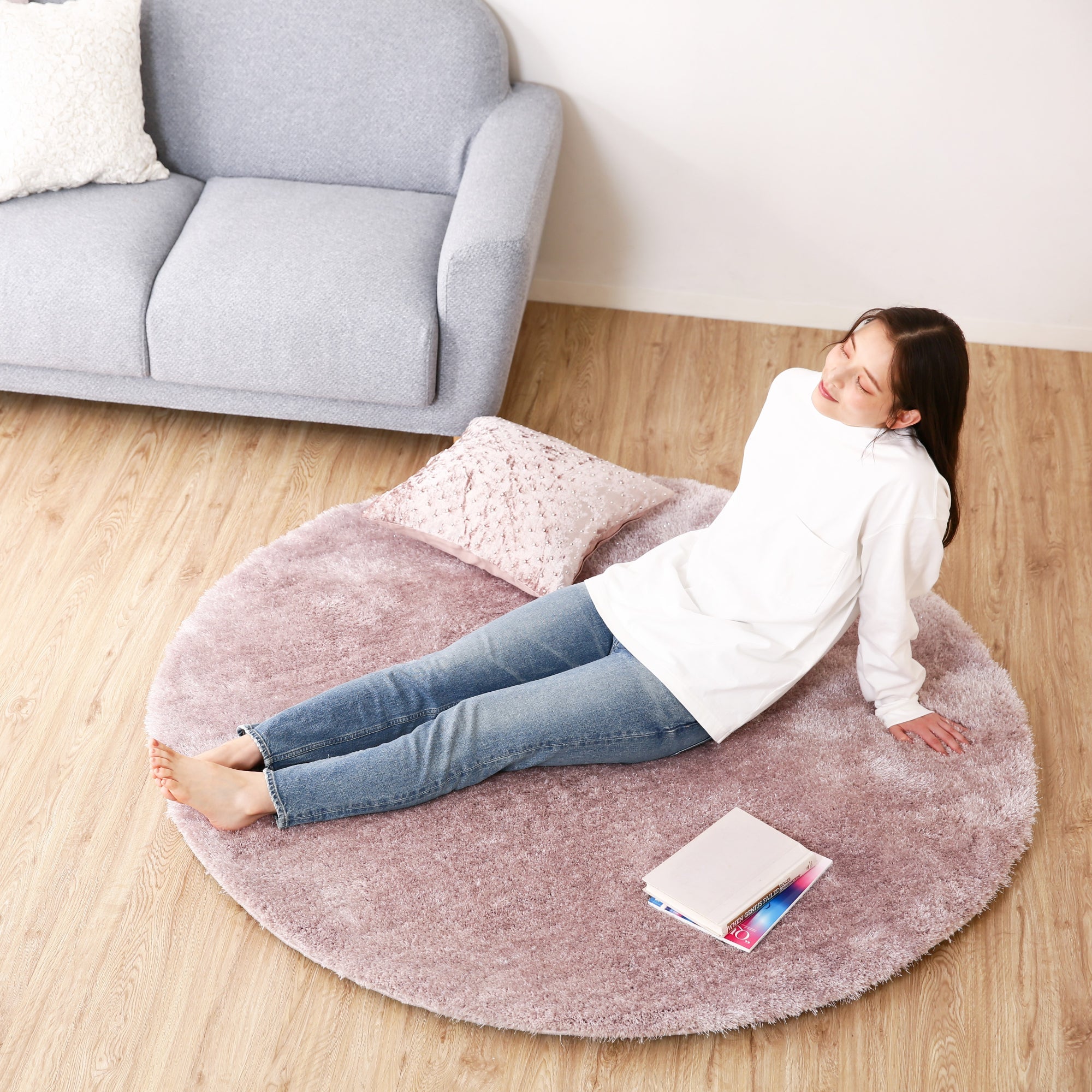 KASTE MEMORY FOAM RUG ROUND LIGHT BEIGE φ1500