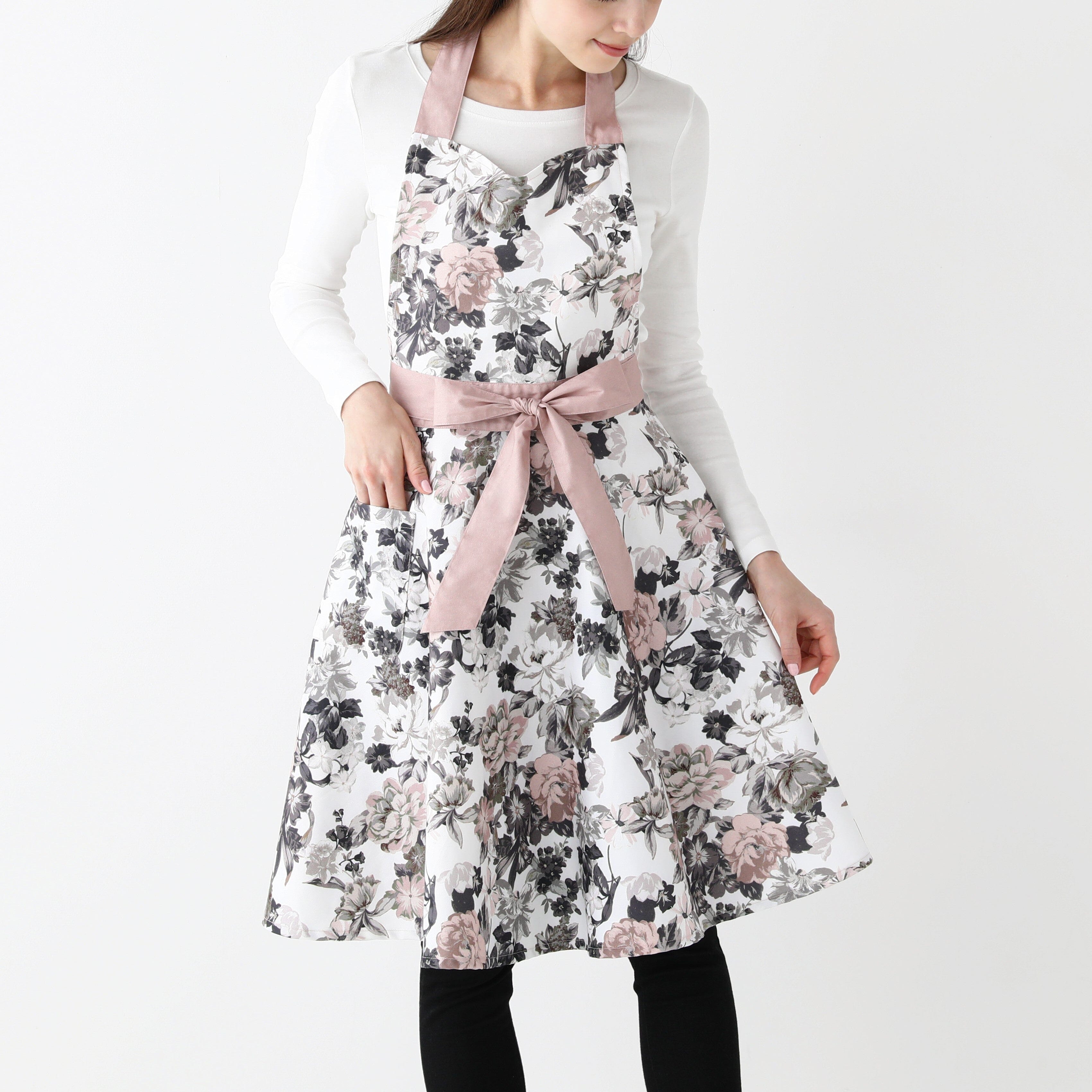 Dusty Flower Full Apron  Pink