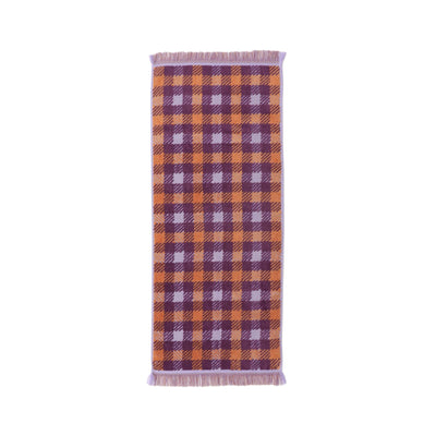 Antibacterial Deodorant Face Towel Plaid Fringe Orange X Purple