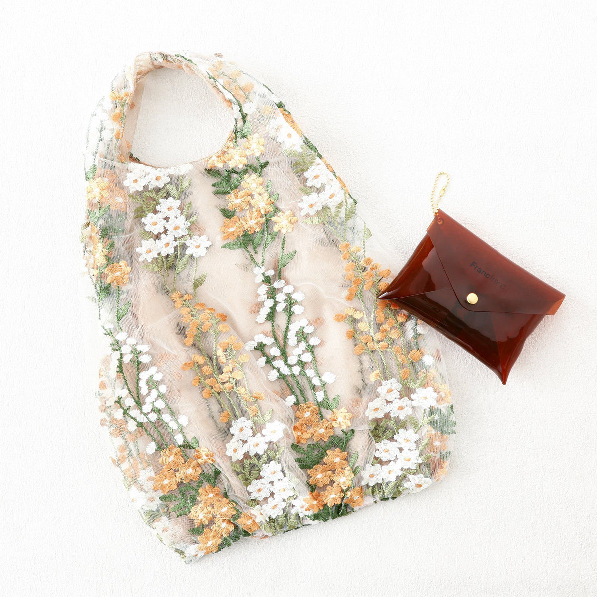 TULLE BAG YELLOW X BROWN