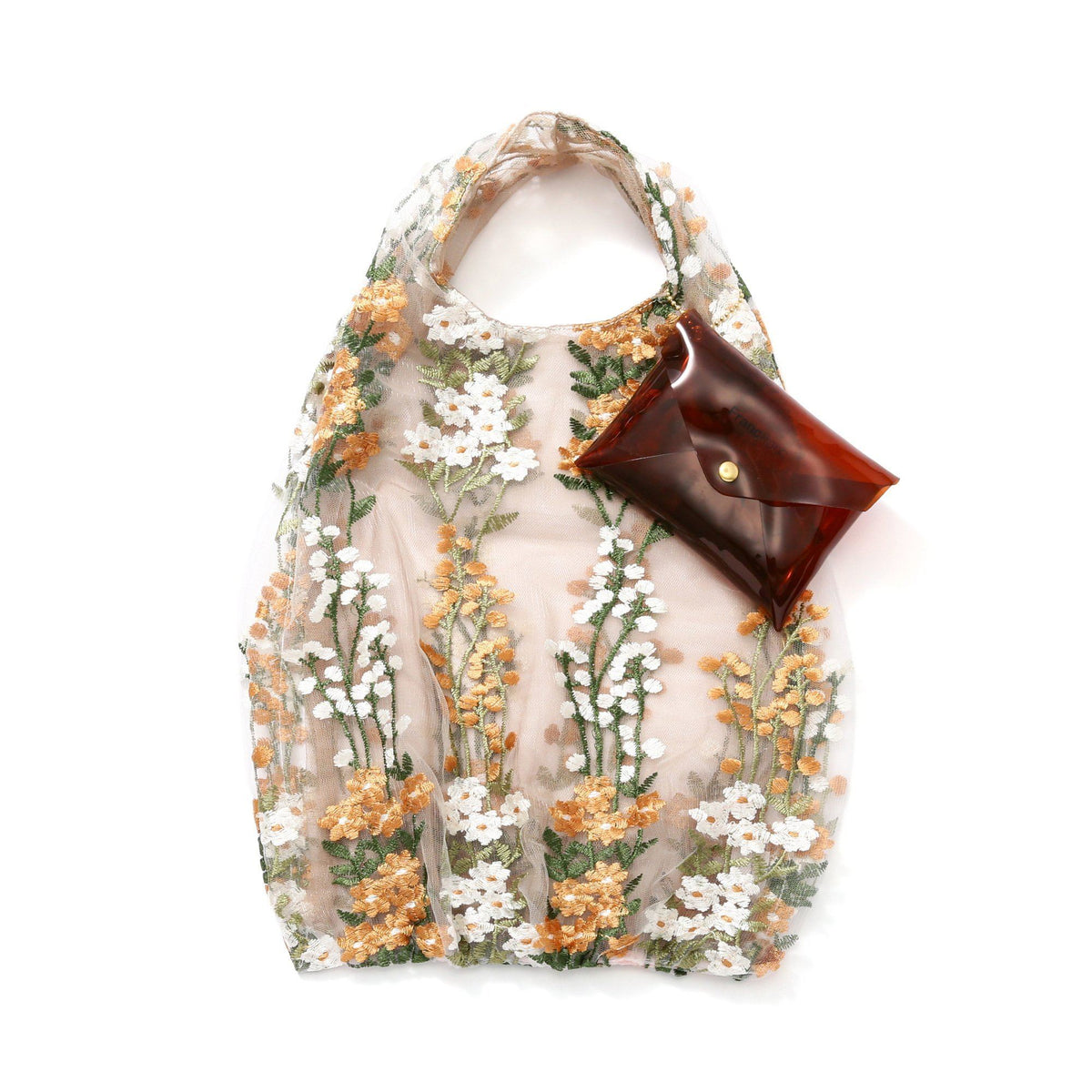 TULLE BAG YELLOW X BROWN